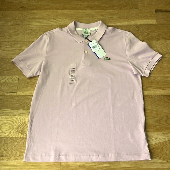 NWT Authentic Lacoste unisex polo. Size 6 (XL). Short sleeve. Pink. 100% Cotton. - Picture 2 of 8